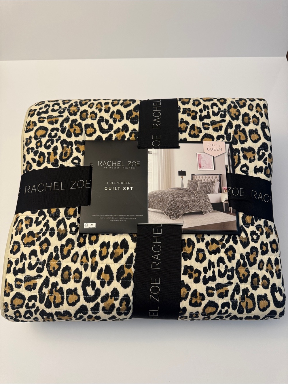 3pc RACHEL ZOE Full/Queen Cheetah Leopard Animal Print Quilt Set - 88"x92"